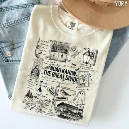 Comfort Colors® NK "The Great Divide" Porchlight Lyrics T-Shirt – Noah Kahan Fan Graphic Tee, We'll All Be Here Forever Tour Merch, Aesthetic Folk Music Shirt