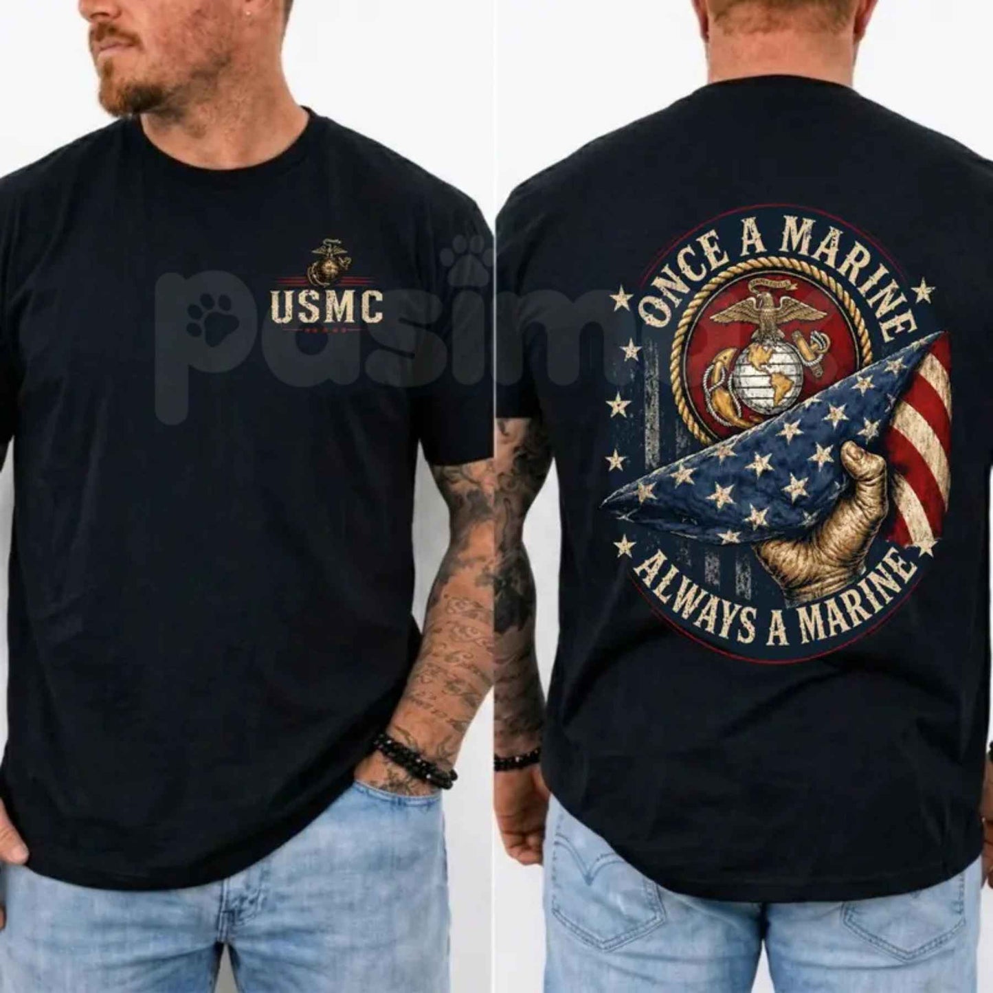 Once A Marine Always A Marine T-Shirt – USMC Veteran Pride Unisex Cotton Graphic Tee