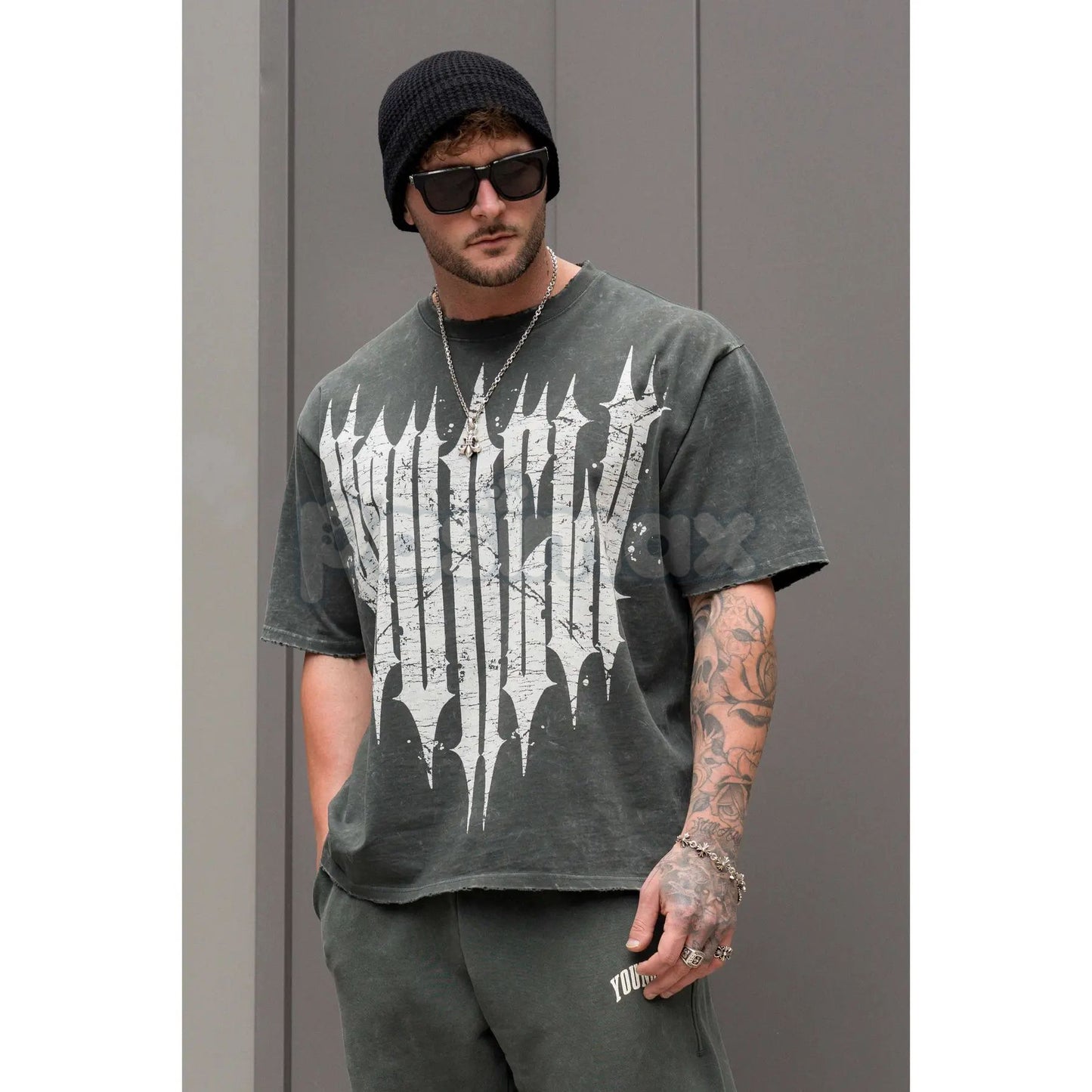 "Revenge" Washed T-Shirt – Oversized Gothic Streetwear Graphic Tee, Heavy Vintage Cotton