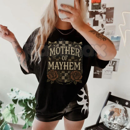 Comfort Colors® Mother of Mayhem T-Shirt – Edgy Mom Shirt, Funny Mother’s Day Gift, Cool Mom Chaos Graphic Tee, Vintage Alt-Style Top