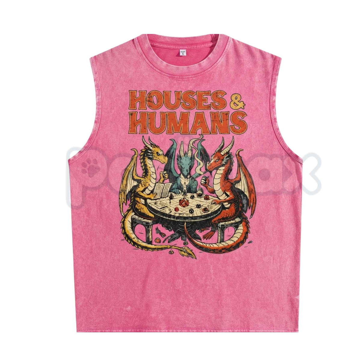 Vintage Acid Wash Fantasy Dragon Tabletop RPG Graphic Tank Top – D&D Dungeon Master Sleeveless Shirt, Retro Mythical Dragon Lightweight Cotton Unisex Top