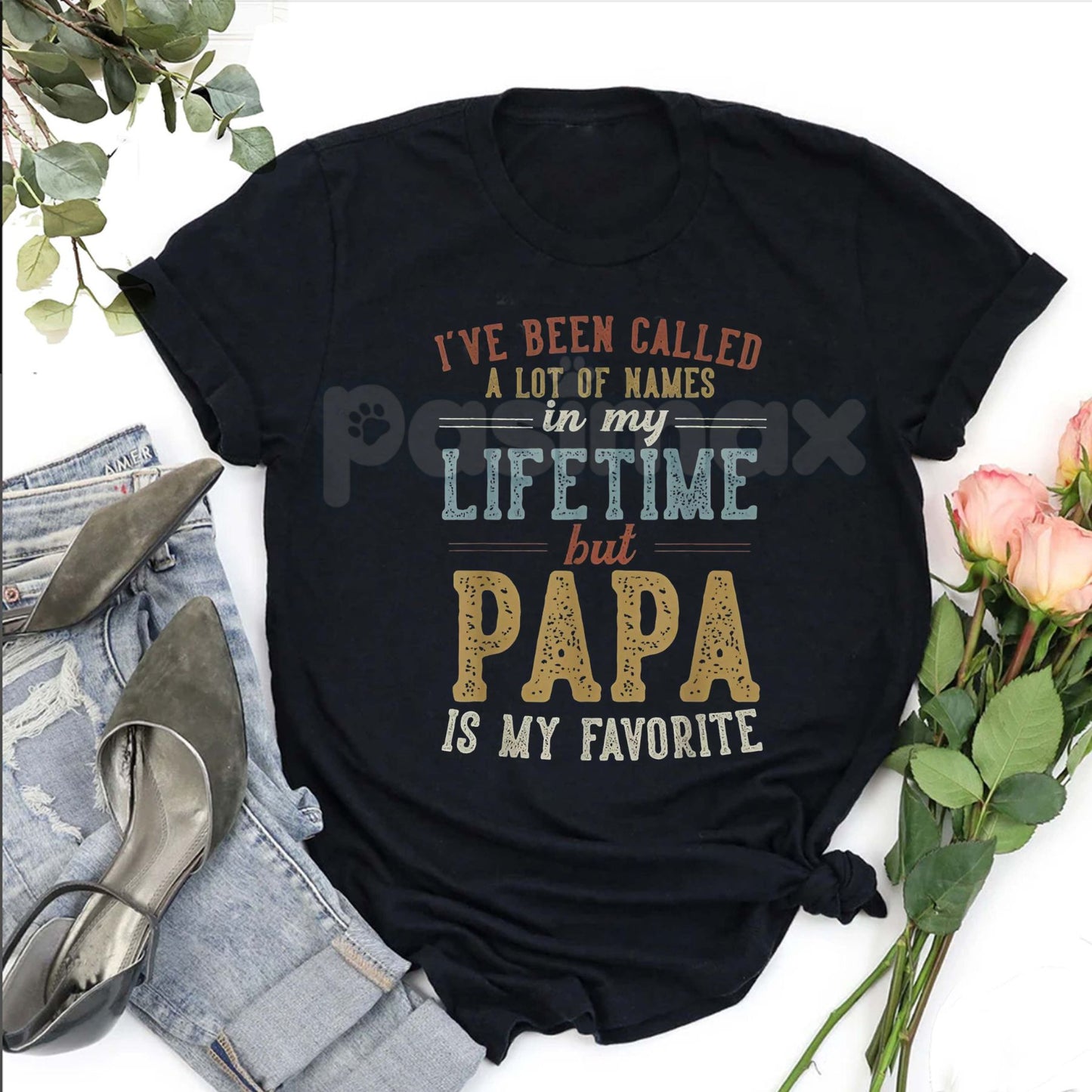 "Papa Is My Favorite Name" Father's Day Papa T-Shirt - Heartfelt Grandfather Gift, Proud Papa Slogan Tee, Best Grandpa Apparel