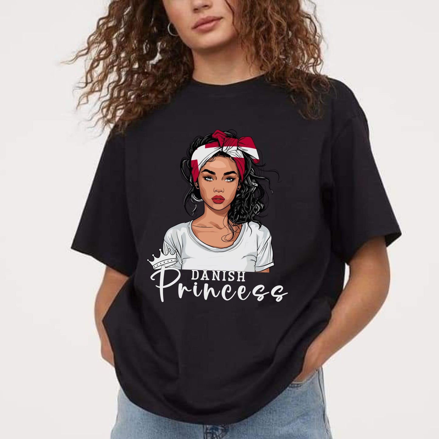 Women’s Danish Princess Tee - Denmark Flag Souvenir Shirt, Scandinavian Pride Apparel