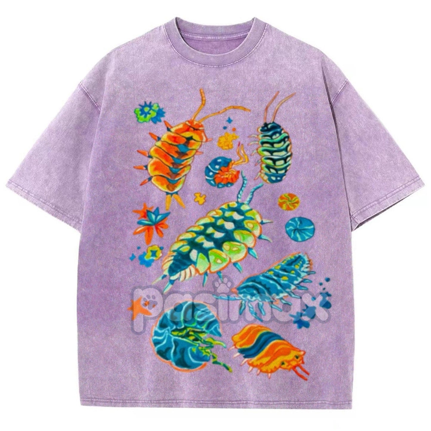 Colorful Insects Unisex Vintage Washed Shirt – Full-Color Graphic Tee, For Men & Women