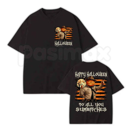 Funny Pumpkin Sheriff Halloween T Shirt – Spooky Season Cowboy Graphic Tee, Sarcastic Autumn Holiday Unisex Western Lawman Cotton Shirt