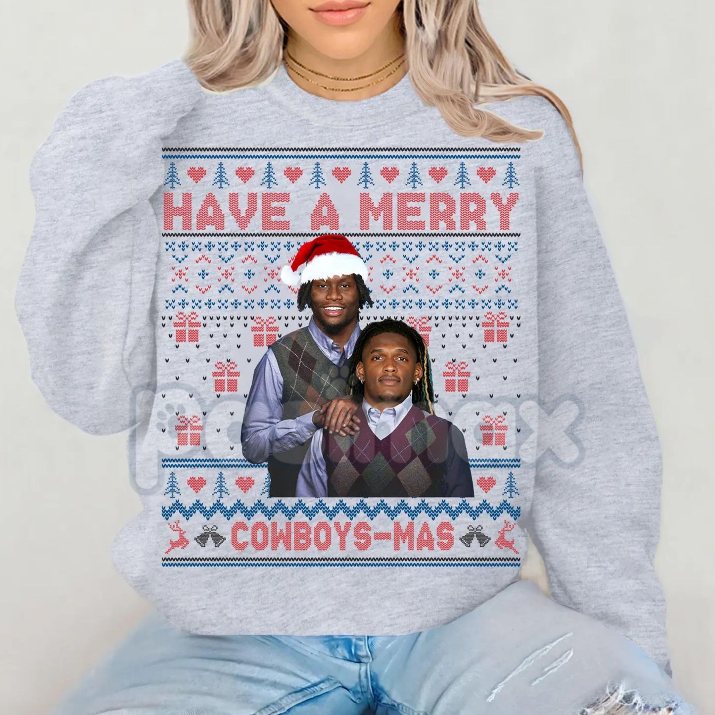Merry Pickens Lamb Christmas Ugly Graphic Sweatshirt | Funny NFL Cowboys Steelers Holiday Jumper | Wide Receiver Fan Gift