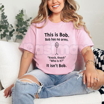"This Is Bob. Bob Has No Arms" T-Shirt – Funny Stick Figure Graphic Tee, Remastered Heavy Cotton Dark Humor Top, Soft Lived-In Heavyweight Gag Gift Shirt, Made in USA