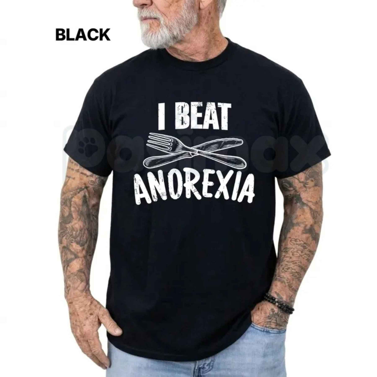 I Beat Anorexia T-Shirt – Funny Sarcastic Humour Casual Comfy Cotton Tee
