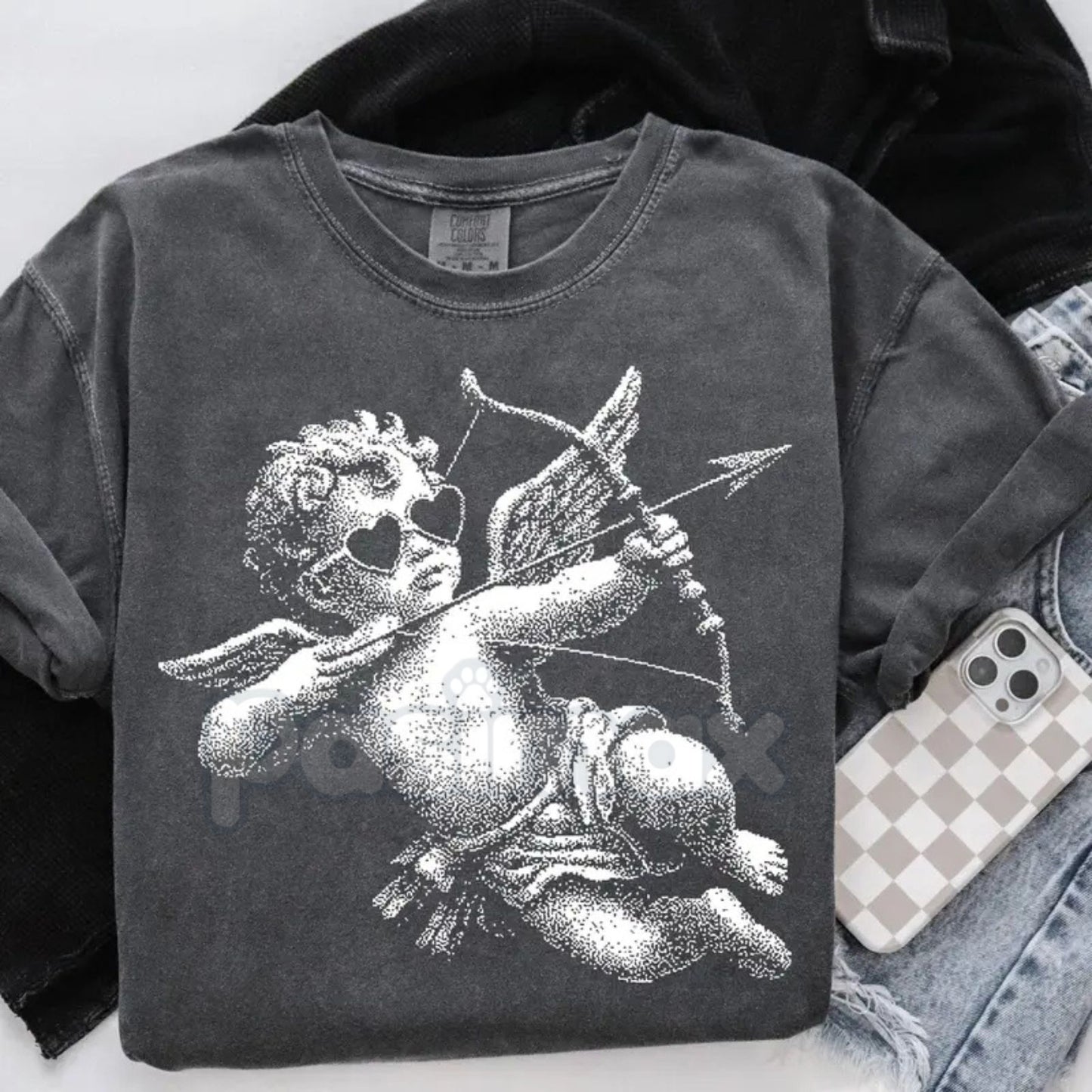 Comfort Colors® Retro Cupid Archery T-Shirt – Vintage Valentine's Day Tee, Aesthetic Cherub Graphic Shirt, Nostalgic Love & Romance Top