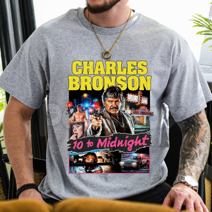 10 to Midnight 1983 Charles Bronson T-Shirt – Vintage 80s Action Tribute Graphic Tee