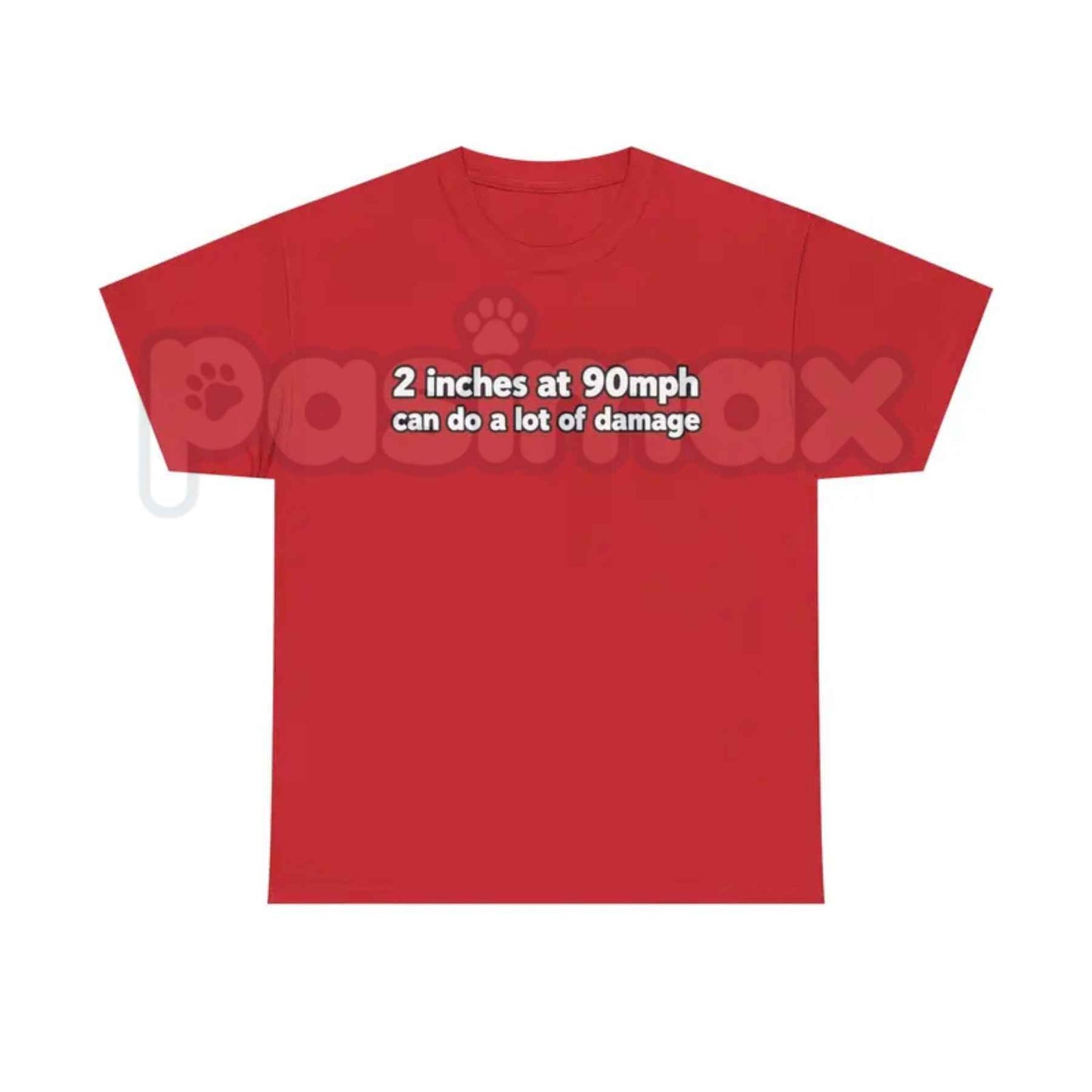 2 Inches At 90mph T-Shirt – Funny Sarcastic Adult Humor Unisex Cotton Graphic Tee