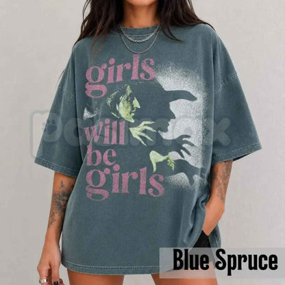 Comfort Colors® Girls Will Be Girls T-Shirt – Witchy Feminist Graphic Tee, Pink Goth Unisex Top