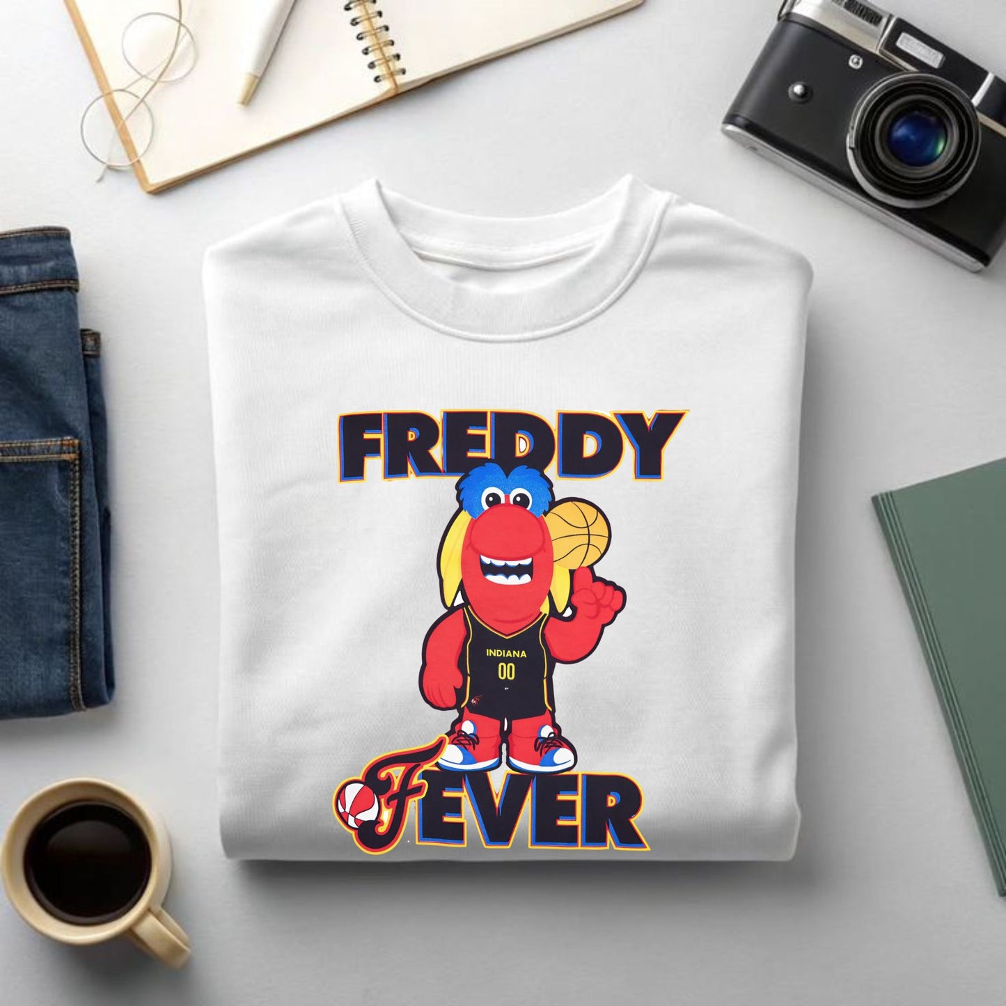 Indiana Fever Freddy Fever Youth Tee - Red Basketball Shirt, Kids WNBA Fan Apparel