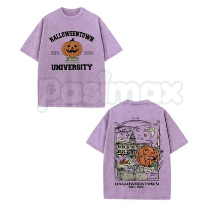 Vintage Halloweentown University Est 1998 T-Shirt – Pumpkin Spooky Town Washed Tee, Retro Autumn Movie Graphic Lightweight Cotton Unisex Top