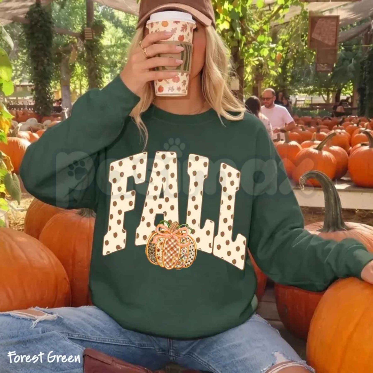 Preppy Fall Polka Dot Pumpkin Bow Sweatshirt | Coquette Floral Gingham Crewneck