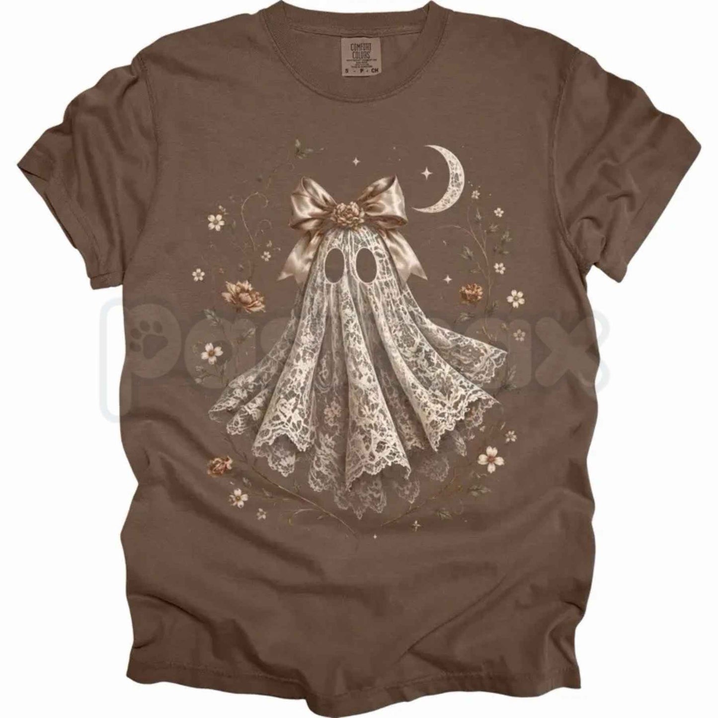 Comfort Colors® Lace Ghost Halloween T-Shirt – Vintage Spooky Aesthetic Graphic Tee, Retro Elegant Lace Ghost Unisex Top