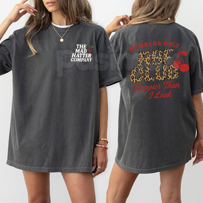Comfort Colors® RBF Club Leopard Cherry T-Shirt – Retro Coquette Aesthetic Tee, Sarcastic Resting Bitch Face Shirt, Trendy Leopard Print Bow Graphic Top