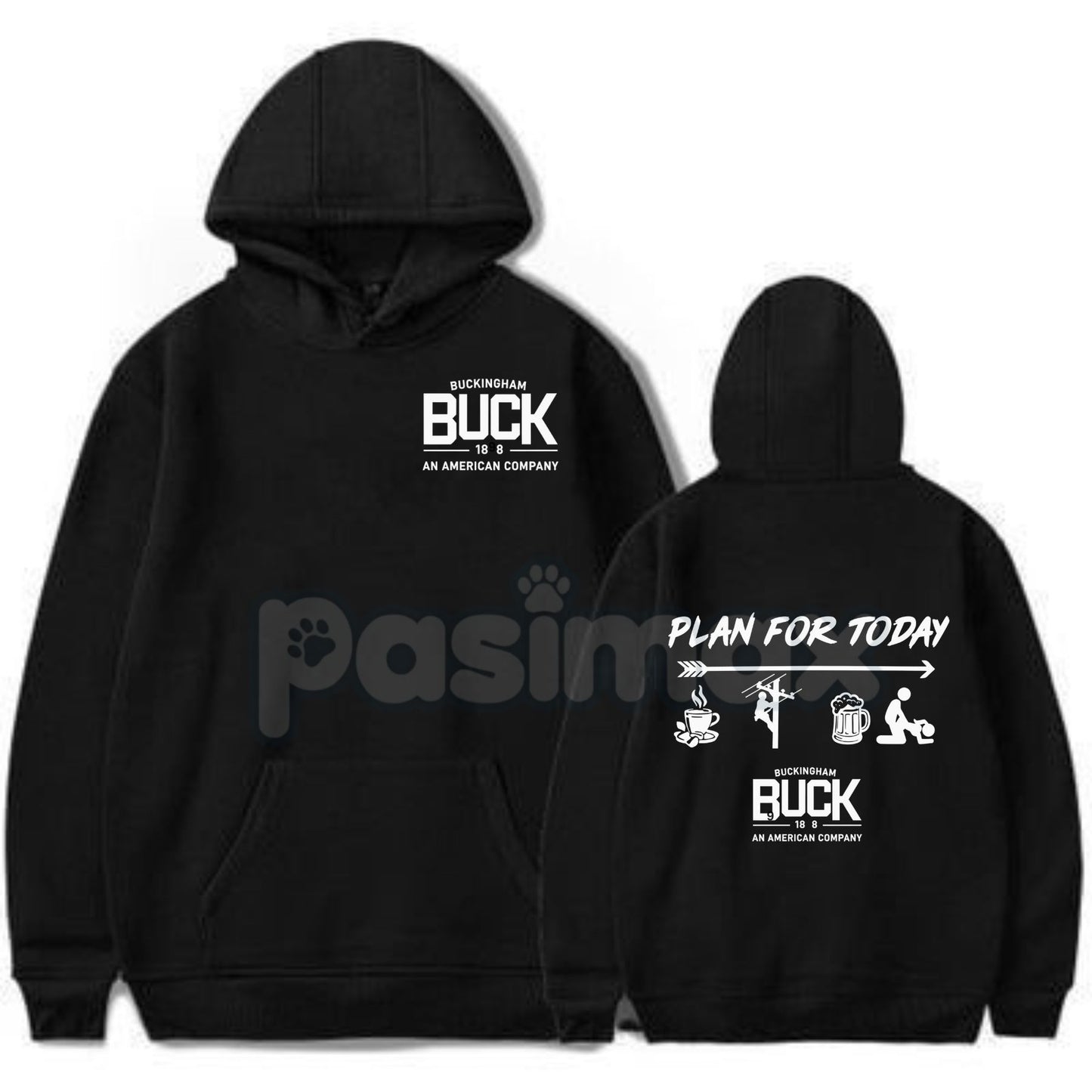 Buckingham Logo "Plan For Today" Hoodie – Daily Agenda Slogan Pullover, Brand & Lifestyle Apparel, Unisex