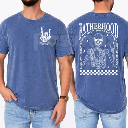 Comfort Colors® Fatherhood T-Shirt – Funny Skeleton Dad Graphic Tee, Retro First Time Dad Shirt, Cool Dad Club Top, Unique Father’s Day Gift for Husband