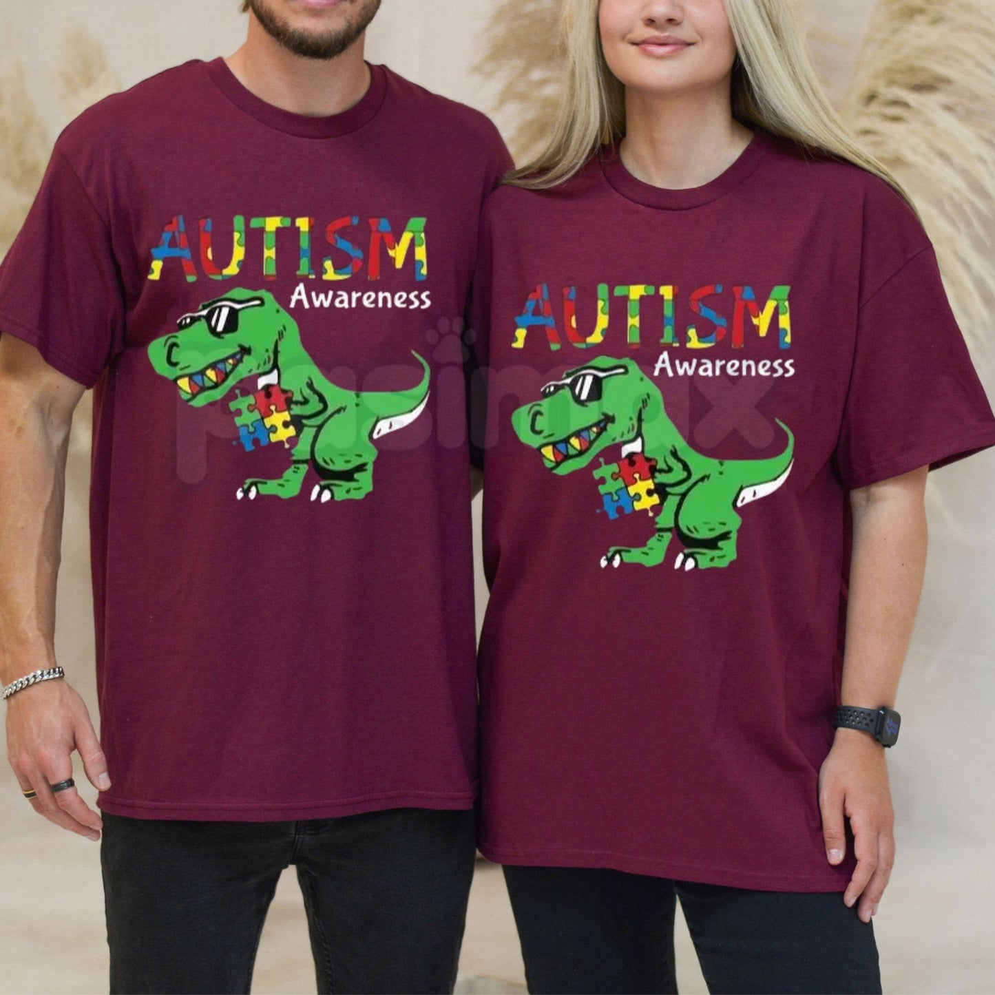 "Ausome Dino" Autism Awareness T-Shirt – Colorful Dinosaur Support Graphic Tee, Premium 100% Cotton Neurodiversity Top, Soft Lived-In Heavyweight Inclusion Shirt, Made in USA