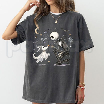 Comfort Colors® Zero Dog Boop Halloween Skeleton T-Shirt – Nightmare Before Christmas Matching Tee, Spooky Ghost Dog Disneyland Trip Unisex Top & Gift