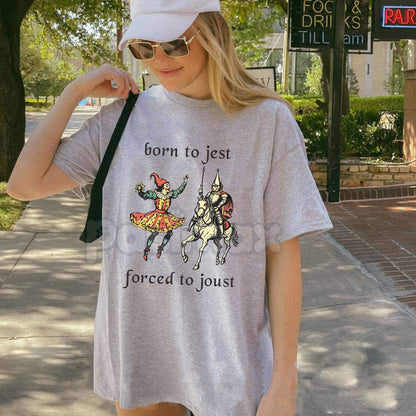 "Born to Jest Forced to Joust" Shirt - Funny Medieval Meme Tee, Middle Ages Humor Apparel, Unisex History Buff Gift