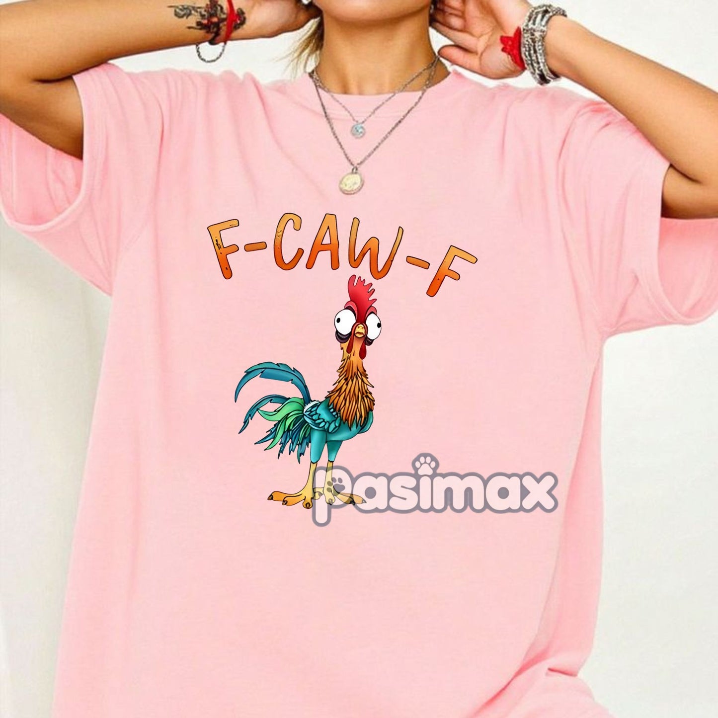 Funny "F-CAW-F" Chicken T-Shirt - Unisex Pun Graphic Tee, Humor Slogan Apparel