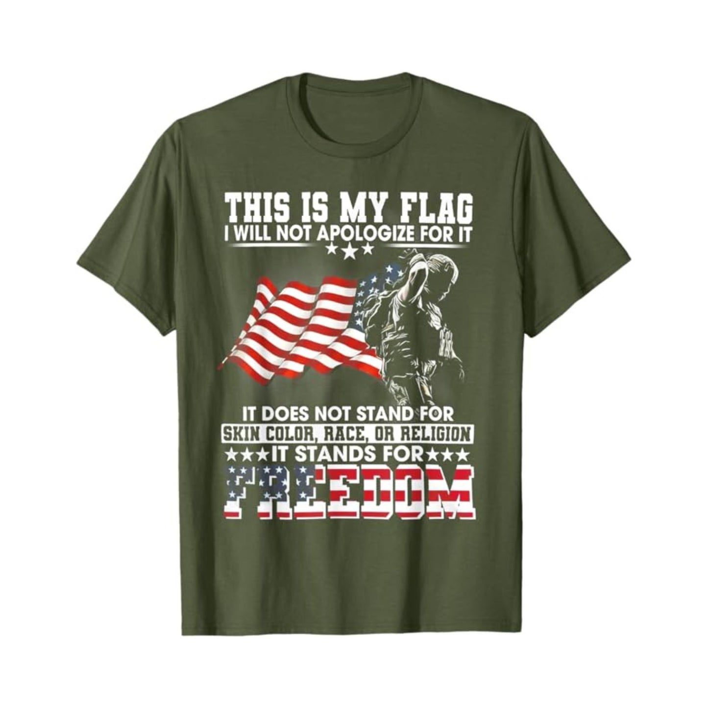 Vintage American Flag & Soldier T-Shirt - Patriotic Military Print Tee, Unisex US Veteran Apparel