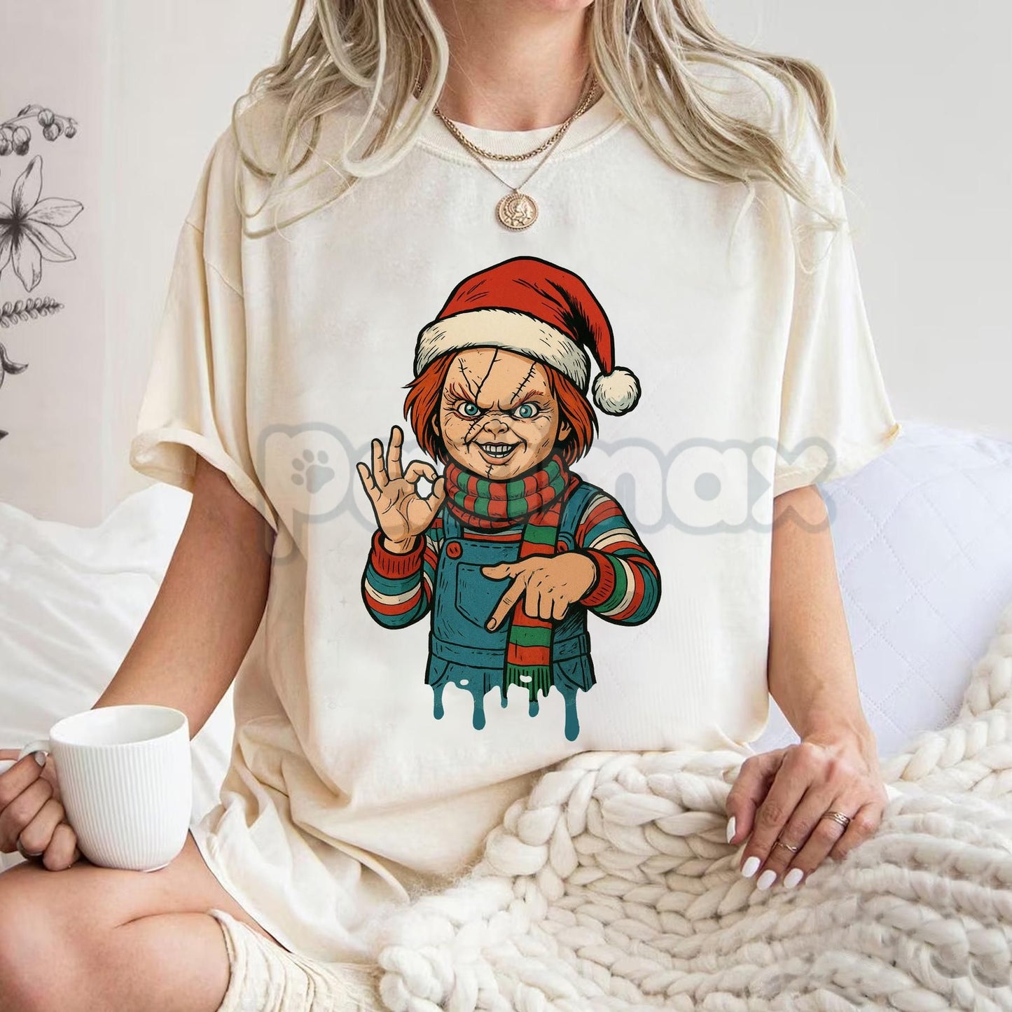 Merry Creepmas "Six Seven" Hand Sign T-Shirt - Funny Christmas 6 7 Tee, Dark Humor Holiday Apparel