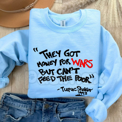 Urban Ebony Designs 2PAC "Money For Wars" Essential Sweater | Minimalist Conscious Lyric Pullover | Unisex Streetwear