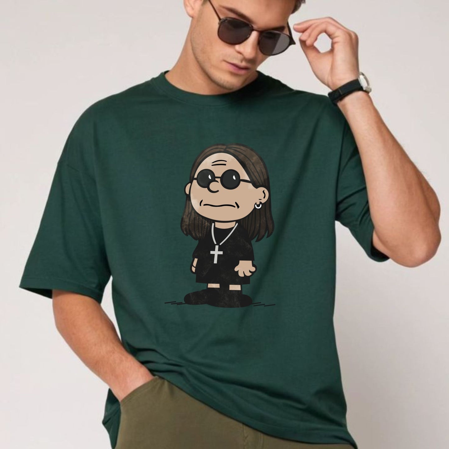 Charlie Brown x Ozzy Osbourne T-Shirt - Charles Schulz Inspired Graphic Tee, Funny Rock Music Mashup Shirt