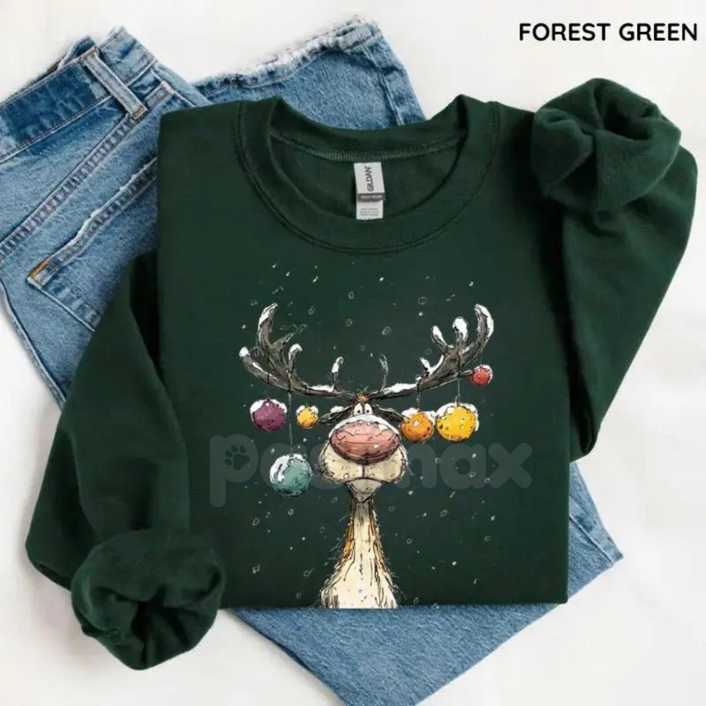 Vintage Reindeer Sweatshirt | Retro Christmas Crewneck Jumper | Nostalgic Holiday Graphic Top