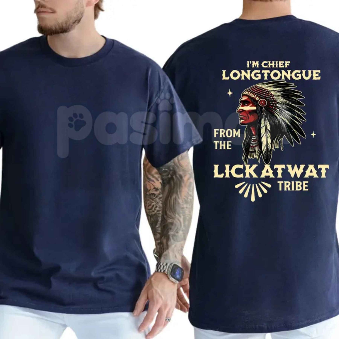 I'm Chief Longtongue T-Shirt – Funny Native Indian Chief Parody Unisex Cotton Tee