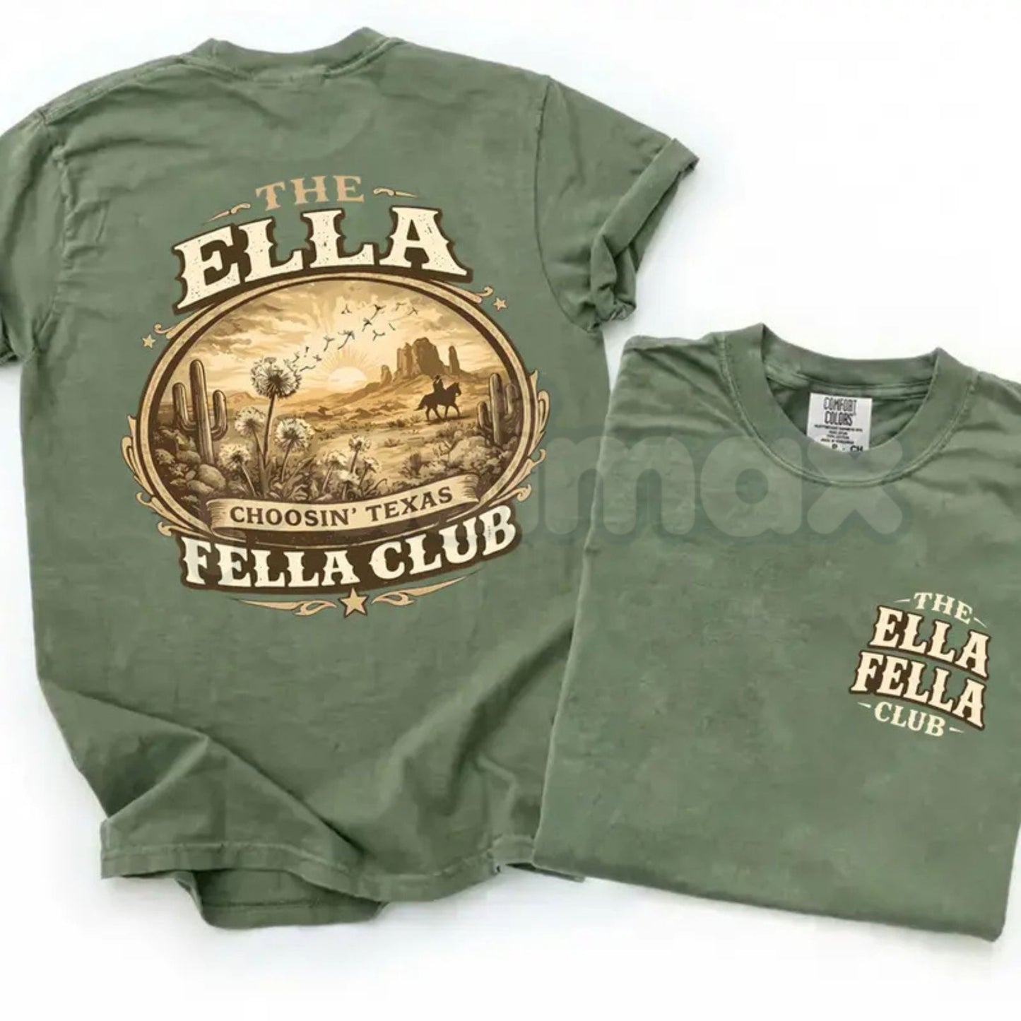 Comfort Colors® Ella Fella Club Texas Western T-Shirt – Cowboy Rodeo Desert Graphic Tee, Aesthetic Oversized Unisex Shirt, Trendy Southern Heritage Top