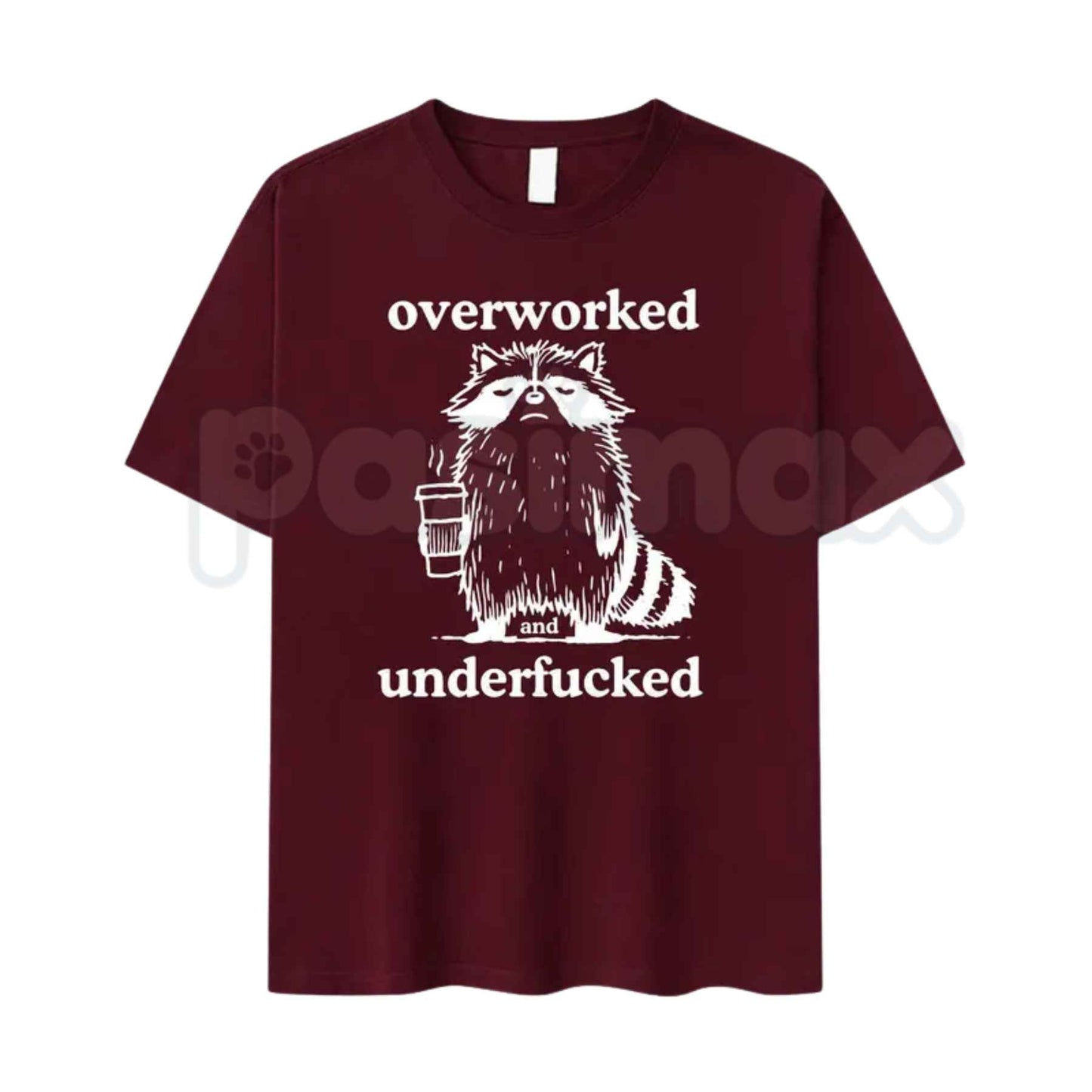 Funny Overworked Raccoon Graphic T-Shirt – Tired Trash Panda Meme Unisex Cotton Tee