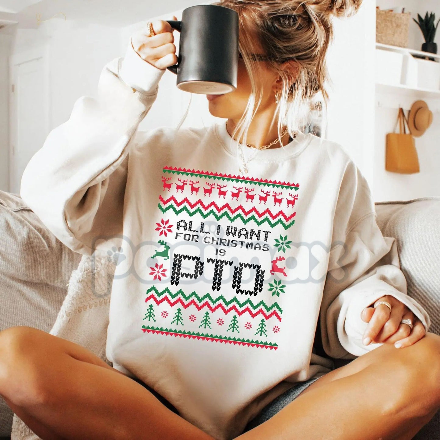 Office Ugly Christmas Sweater | Funny Christmas PTO Shirt | All I Want Xmas PTOer Gift | Coworker Work Gift Exchange Jumper