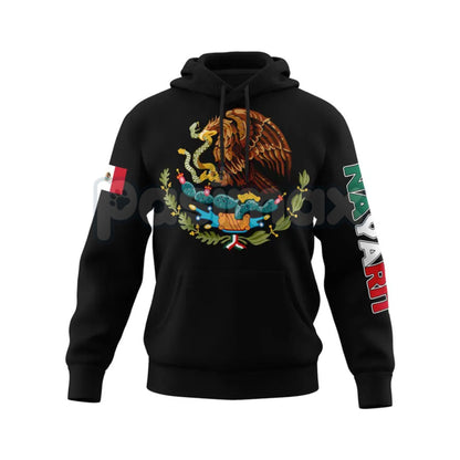 Mexico States Design Black Hoodie – Cultural Map Pullover, Unisex Mexican Pride Apparel