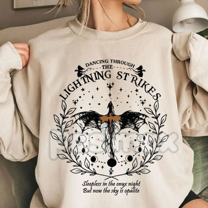 Onyx Storm Sweatshirt | Dancing Through The Lightning Strike Shirt | Fourth Wing Sequel Booktok Jumper | Dragon Rider Fantasy Gift