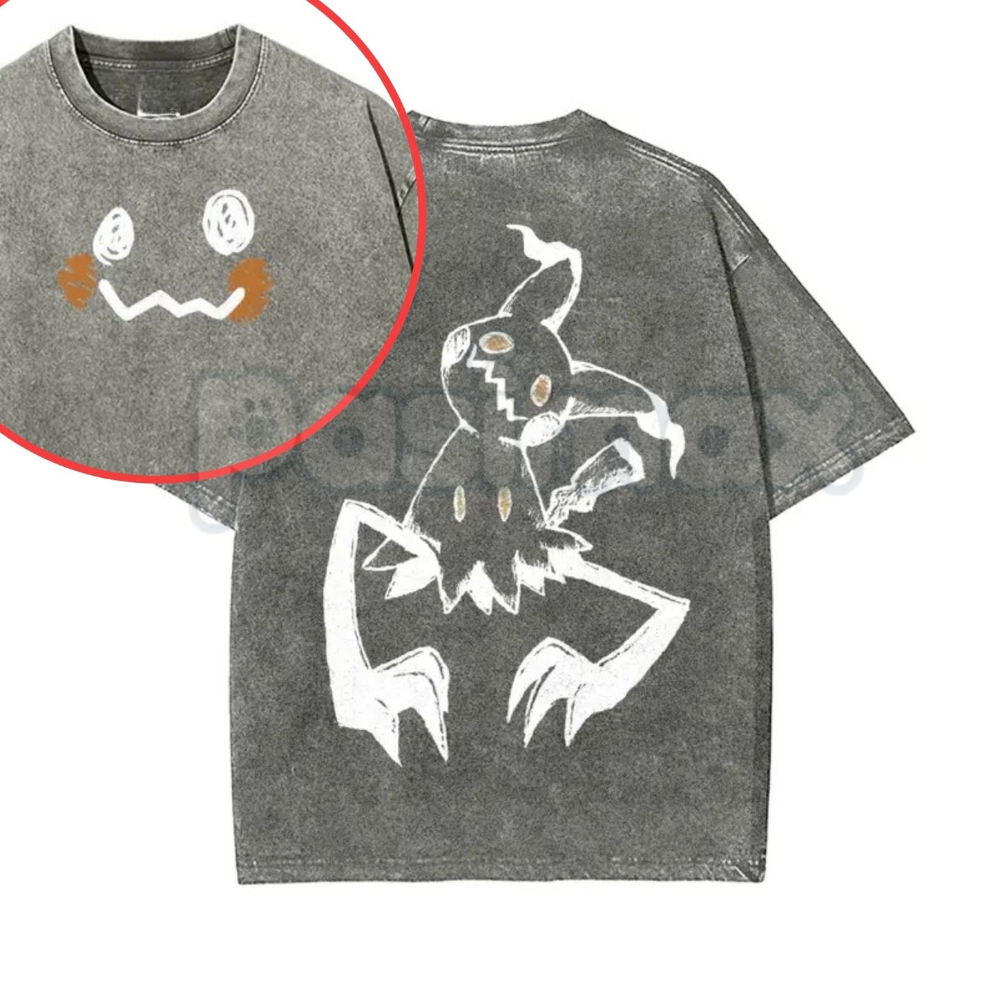 Pocket Monsters Oversize Unisex Washed T-Shirt – Vintage Graphic Anime Tee, S~3XL Retro Lightweight Cotton Streetwear Top