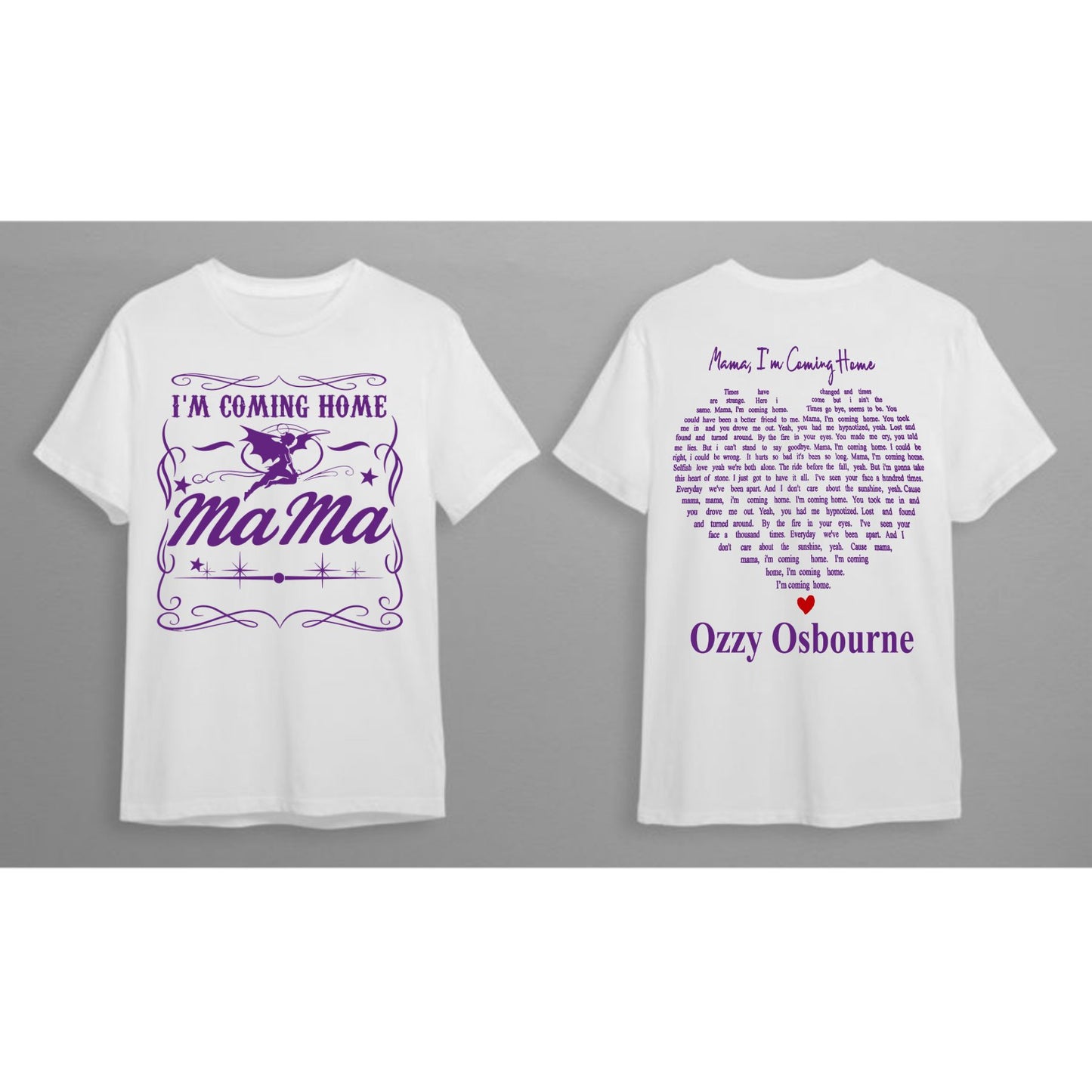 "Mama, I’m Coming Home" Rock Tee - Two-Sided Lyric Tribute T-Shirt, Ozzy Osbourne Fan Apparel