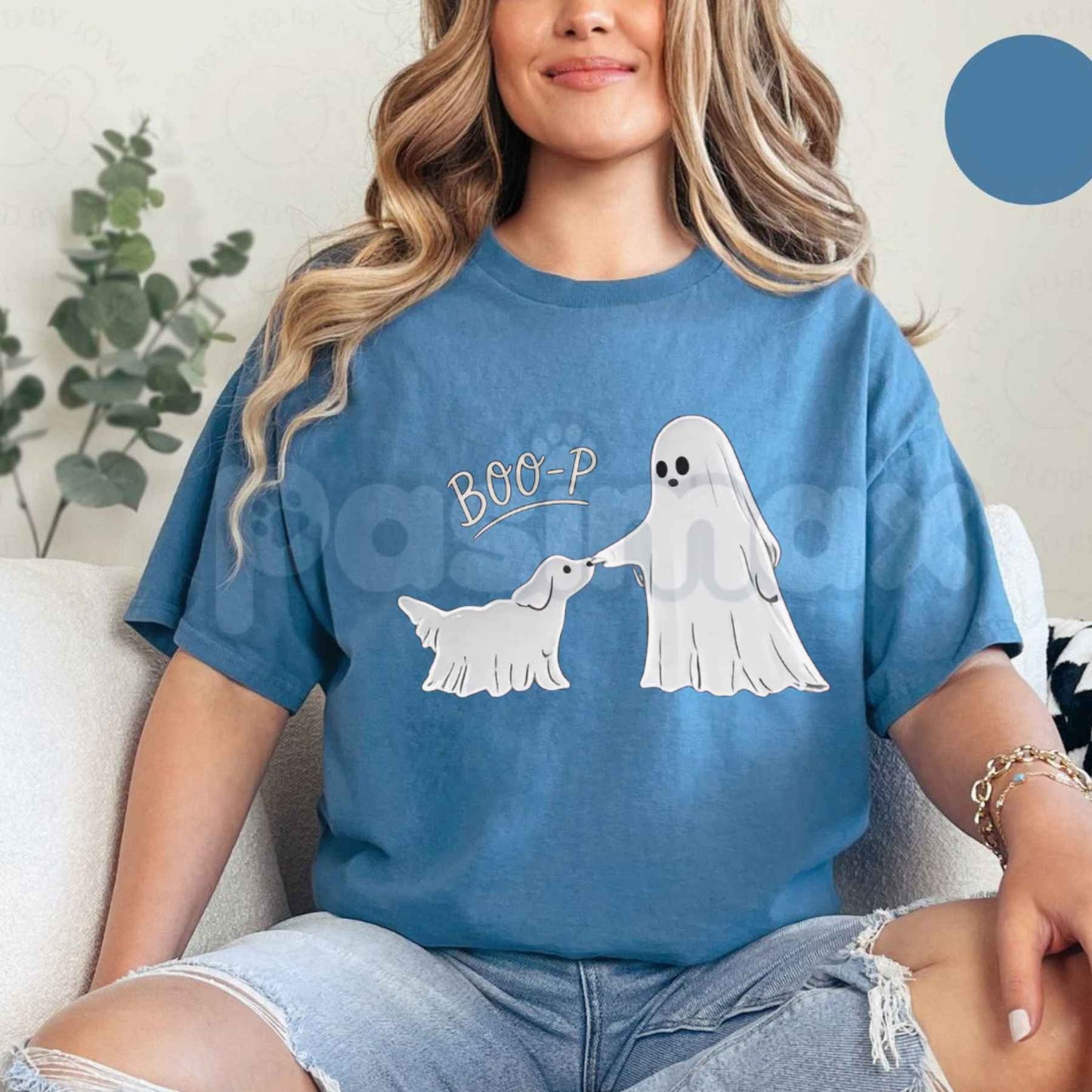 Boop the Most Adorable Spooky Snout This Halloween Season with the "Boo-p Ghost Dog" Comfort Colors T-Shirt
