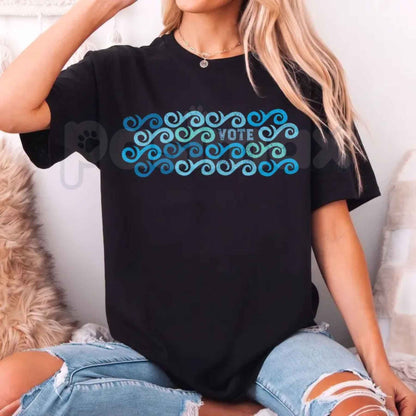 Comfort Colors® Vote Blue Waves T-Shirt – Liberal Voter Graphic Tee, Midterm Election 2026 Unisex Top & Gift