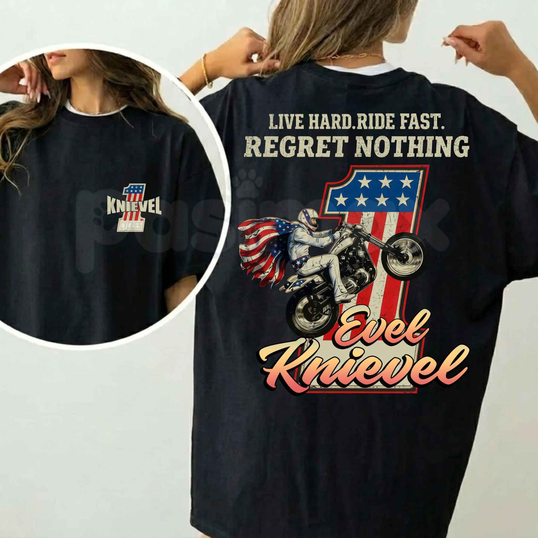 Evel Knievel Tee – Live Hard Ride Fast T-Shirt – Pasimax