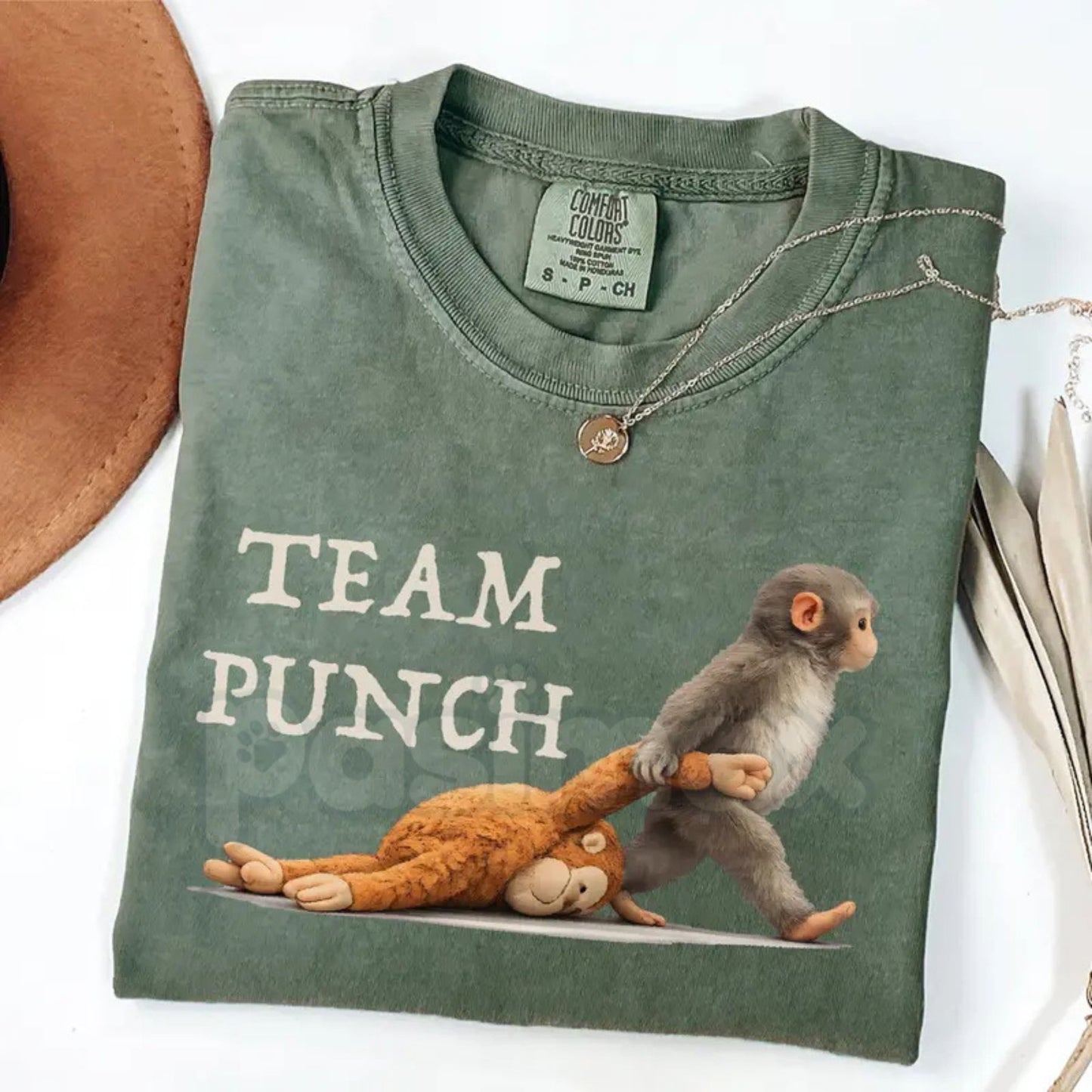 Comfort Colors® Team Punch Monkey T-Shirt – Viral Baby Monkey Fan Club Graphic Tee, Cute Animal Meme Shirt, Wholesome Social Media Trend Top