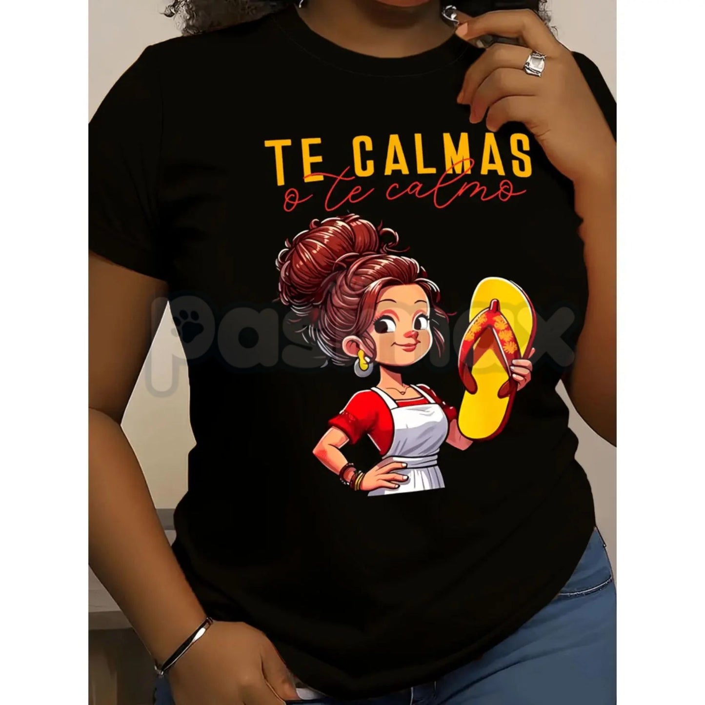 Funny "Calm Or I Will Calm You" Spanish Mom T-Shirt – Mexican Motherhood Graphic Tee, Premium 100% Cotton Latina Humor Top, Soft Lived-In Heavyweight Sarcastic Summer Shirt, Made in USA