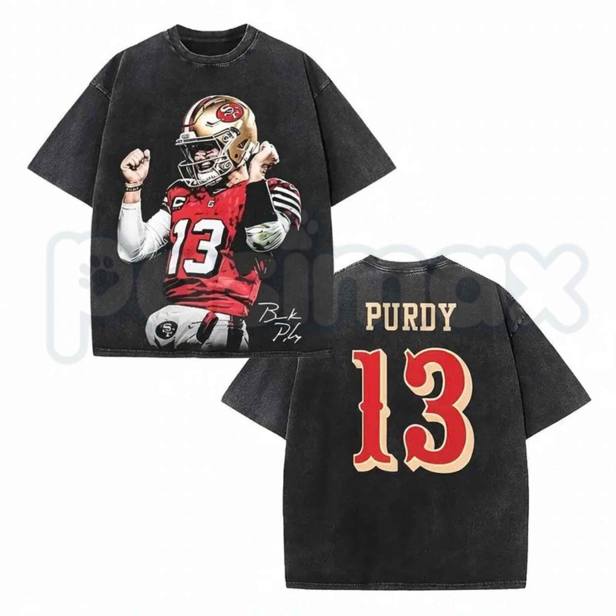 Brock Purdy #13 Bay Area Football Fan Art Inspired Acid Washed Graphic Tee – Retro San Francisco Quarterback Shirt, Vintage Mineral Wash Lightweight Cotton Unisex Top