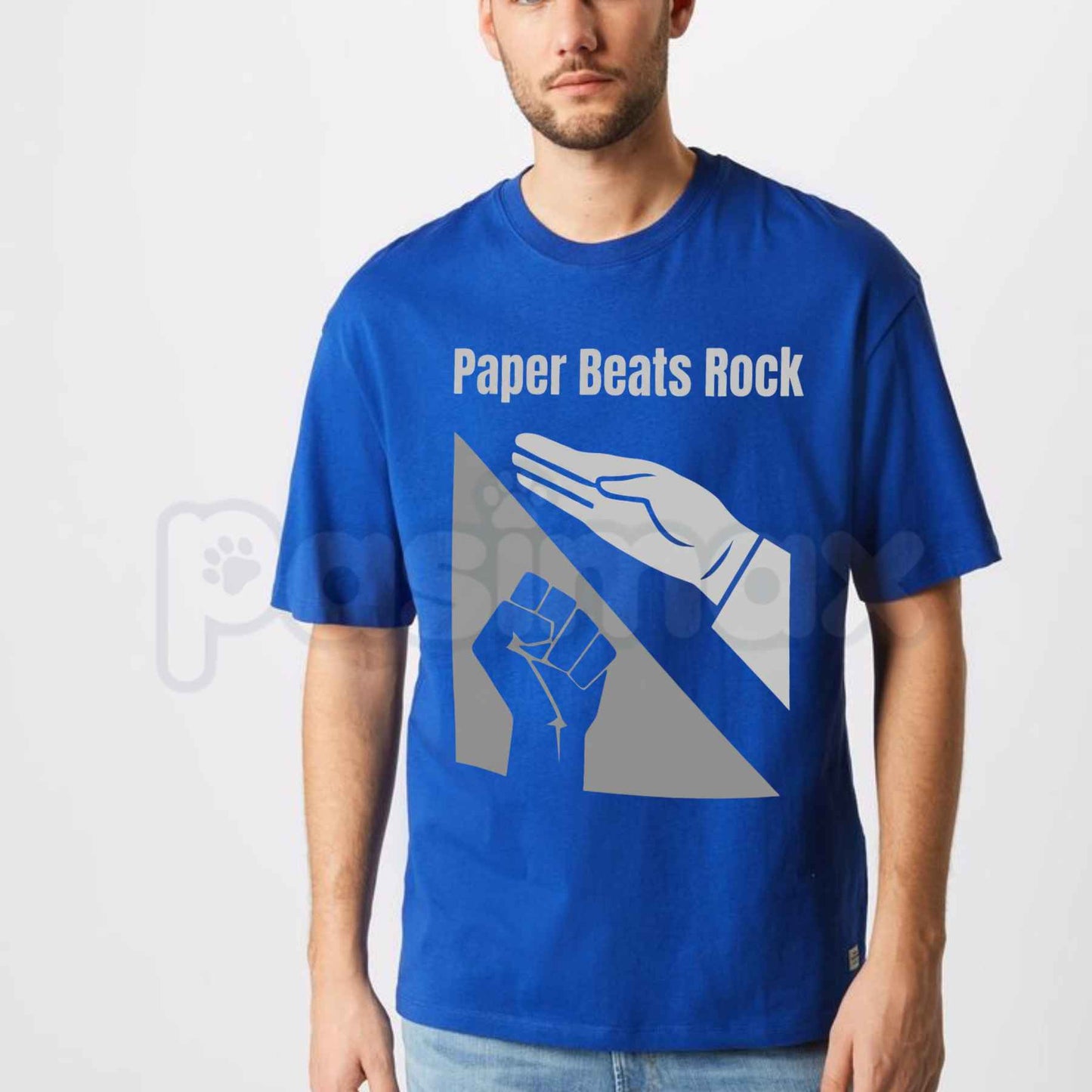 Paper Beats Rock T-Shirt – Funny Rock Paper Scissors Unisex Cotton Graphic Tee