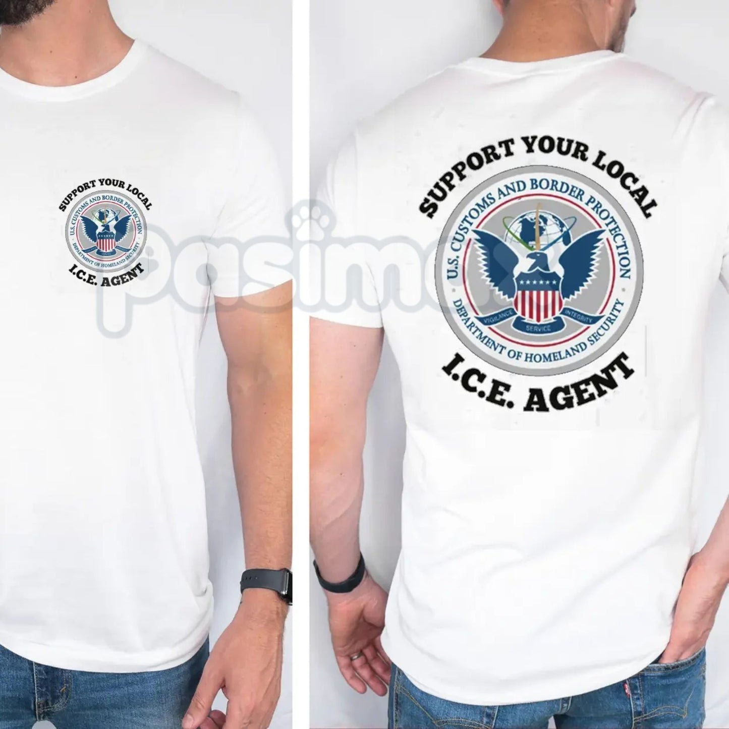 "Support Your Local ICE Agent" Professional Tee - Federal Law Enforcement Solidarity Shirt, Border Security Support Graphic Top, Premium Heavyweight Unisex 100% Cotton Tee, Patriotic Honor Our Agents Apparel, Durable Duty-Inspired Statement Shirt