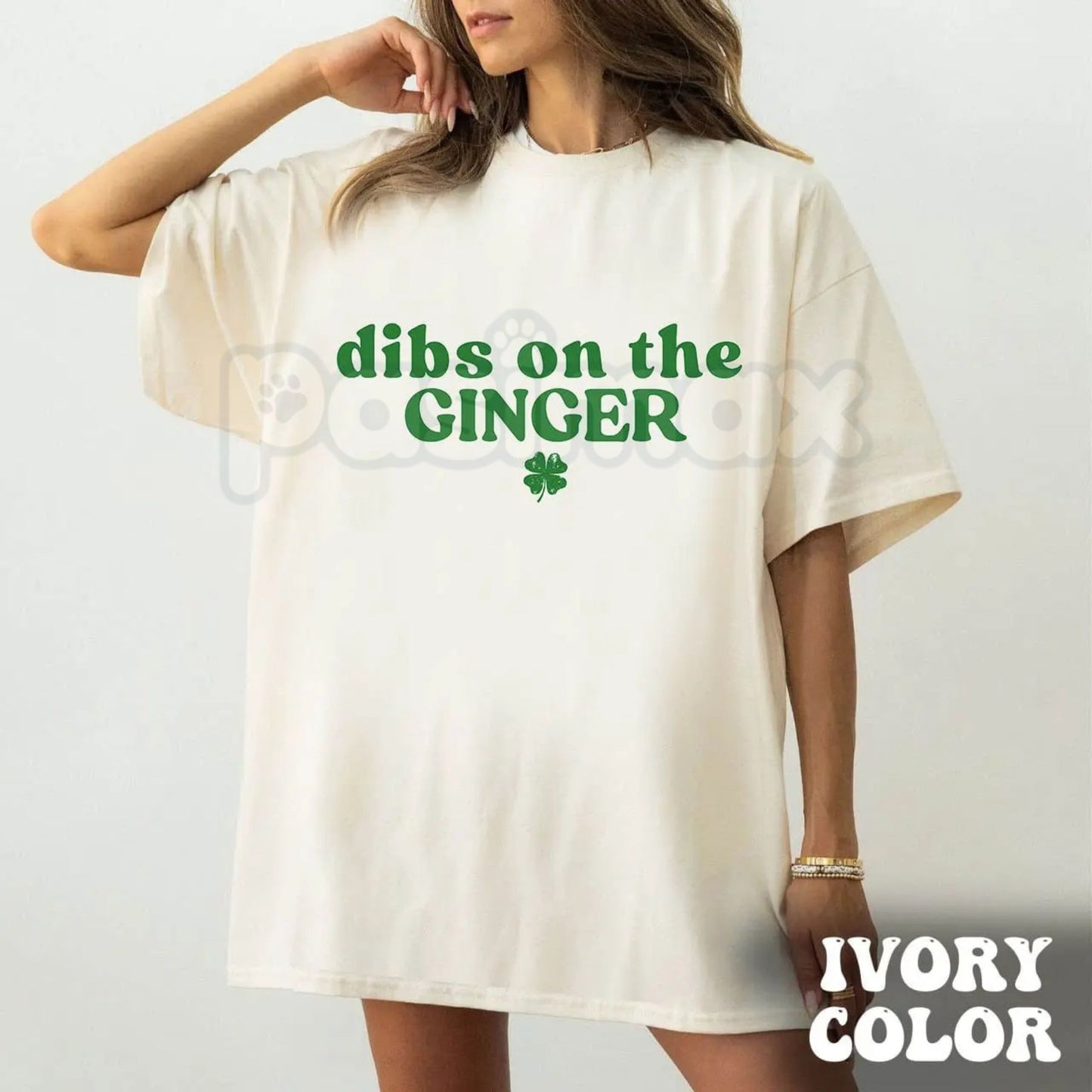 Dibs On The Ginger Ringer Tee – Retro 70s Style Redhead Pride Shirt, Funny St. Patrick’s Day Contrast Collar T-Shirt, Sarcastic Irish Party Top