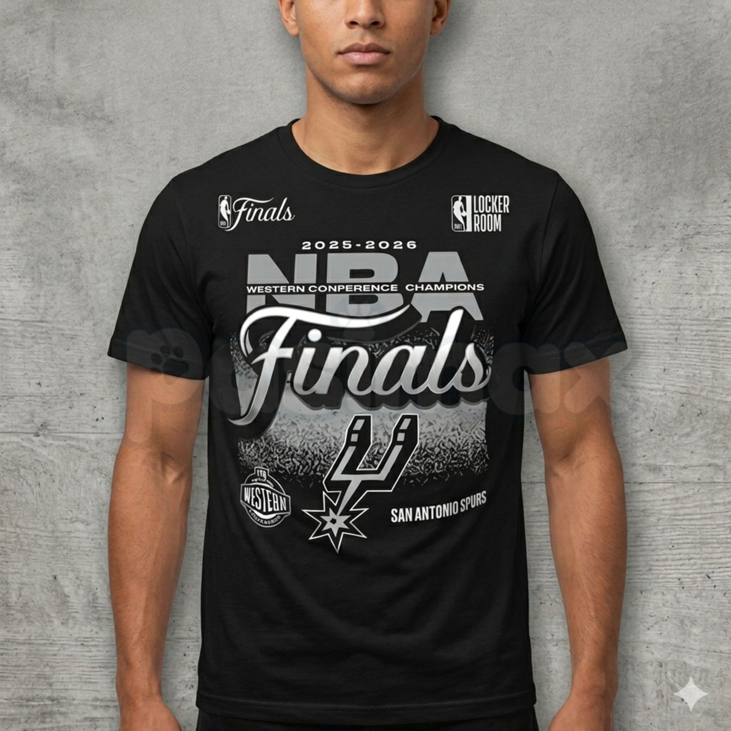 San Antonio Spurs Fanatics 2026 NBA Western Conference Champions Locker Room T-Shirt